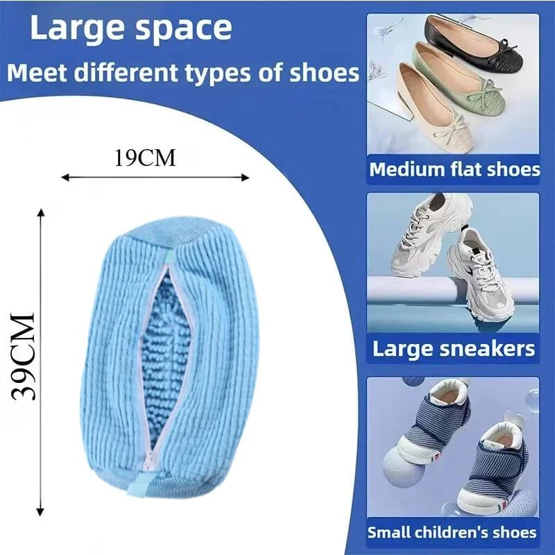 Machine Washable Shoe Washing &amp; Drying Bag with Soft Fiber - Durable Polyester Laundry Protector for Shoes Adjustable Strap