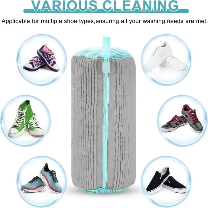 Machine Washable Shoe Washing &amp; Drying Bag with Soft Fiber - Durable Polyester Laundry Protector for Shoes Adjustable Strap