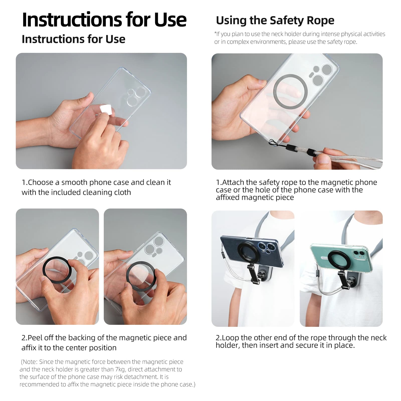 Magnetyczny szybkozłączny uchwyt na szyję do smartfonów 🎥