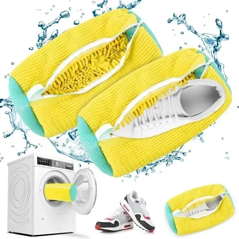 Machine Washable Shoe Washing &amp; Drying Bag with Soft Fiber - Durable Polyester Laundry Protector for Shoes Adjustable Strap