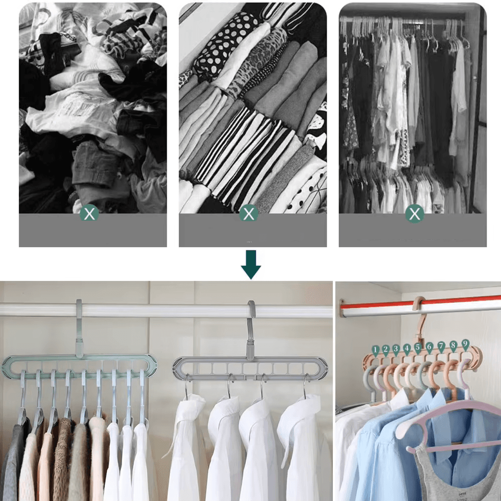 Wielofunkcyjny składany wieszak 9-otworowy oszczędzający miejsce 🧣