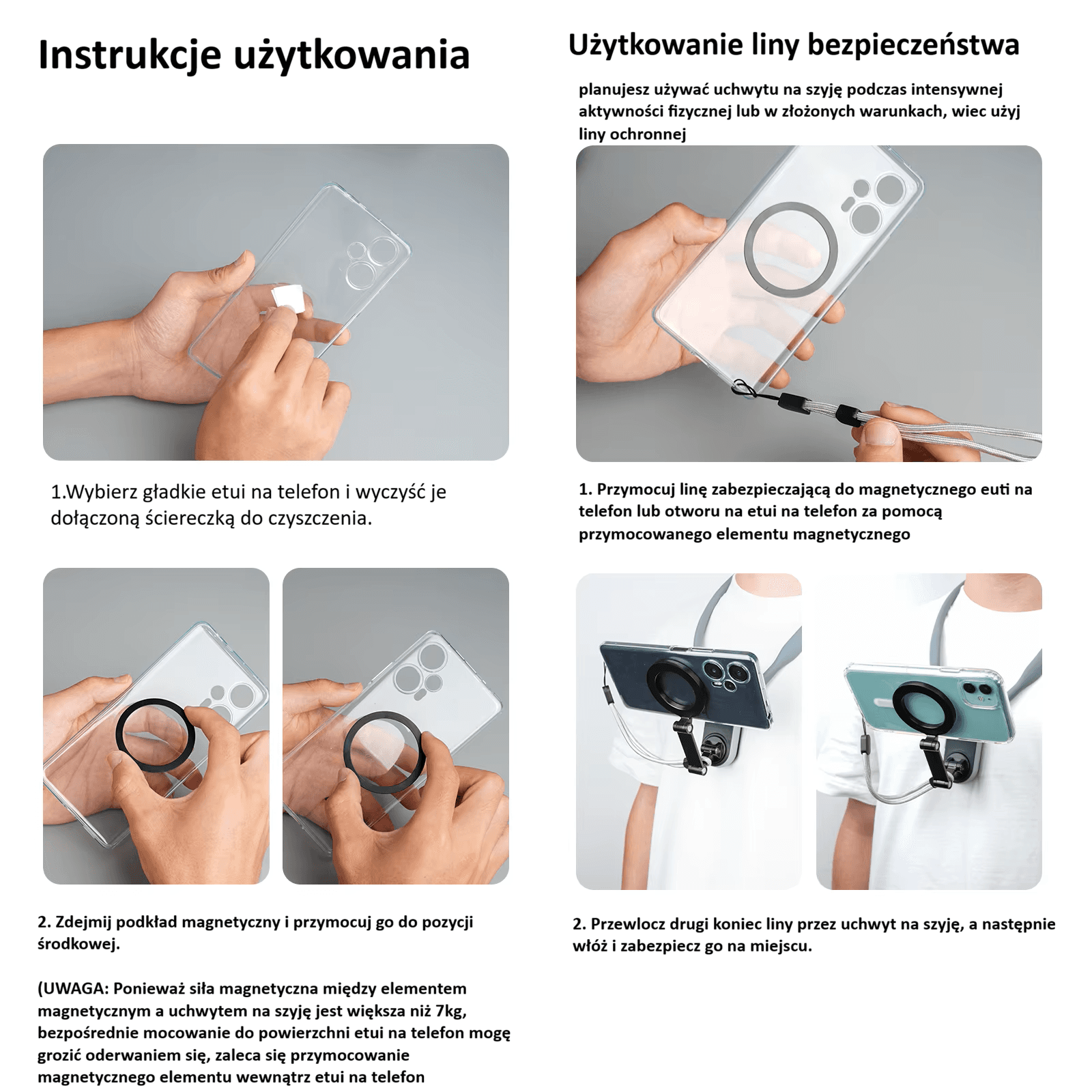 Magnetyczny szybkozłączny uchwyt na szyję do smartfonów 🎥