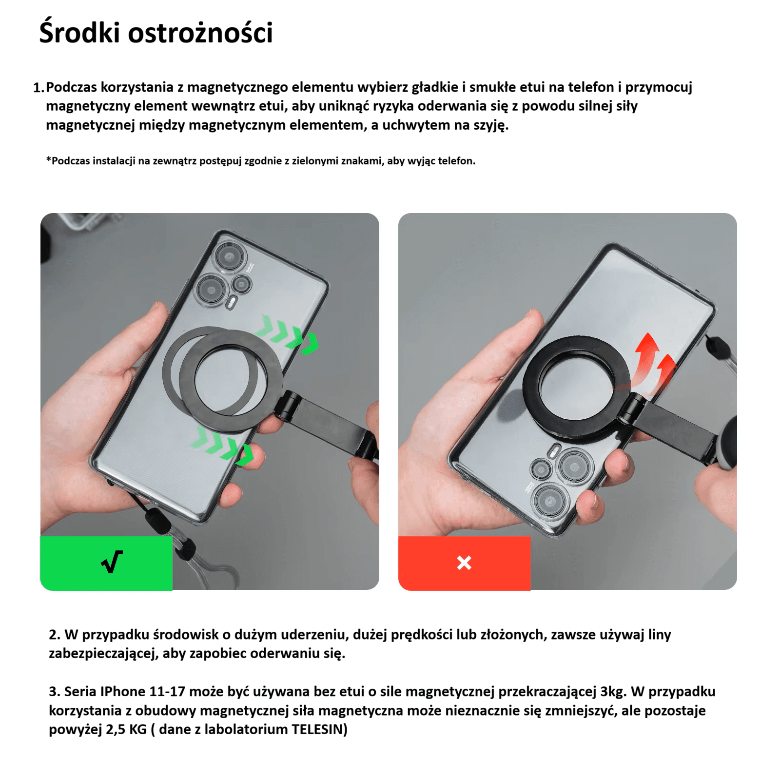 Magnetyczny szybkozłączny uchwyt na szyję do smartfonów 🎥